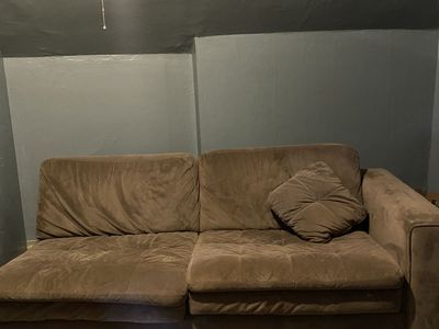 Large Olive Microfiber Sectional with Chaise