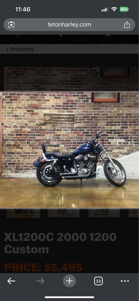 2000 Harley-Davidson Sportster XL1200C 1200 Custom Cruiser Motorcycle - Blue