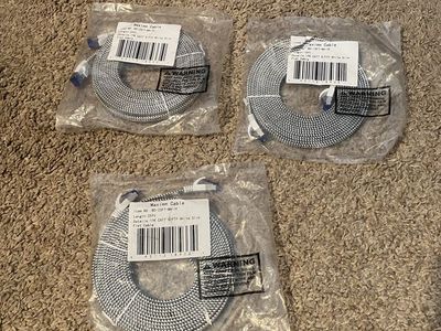 3-Pack Maximm Cable 25ft CAT7 S/FTP White Slim Flat Ethernet Cable - Brand New
