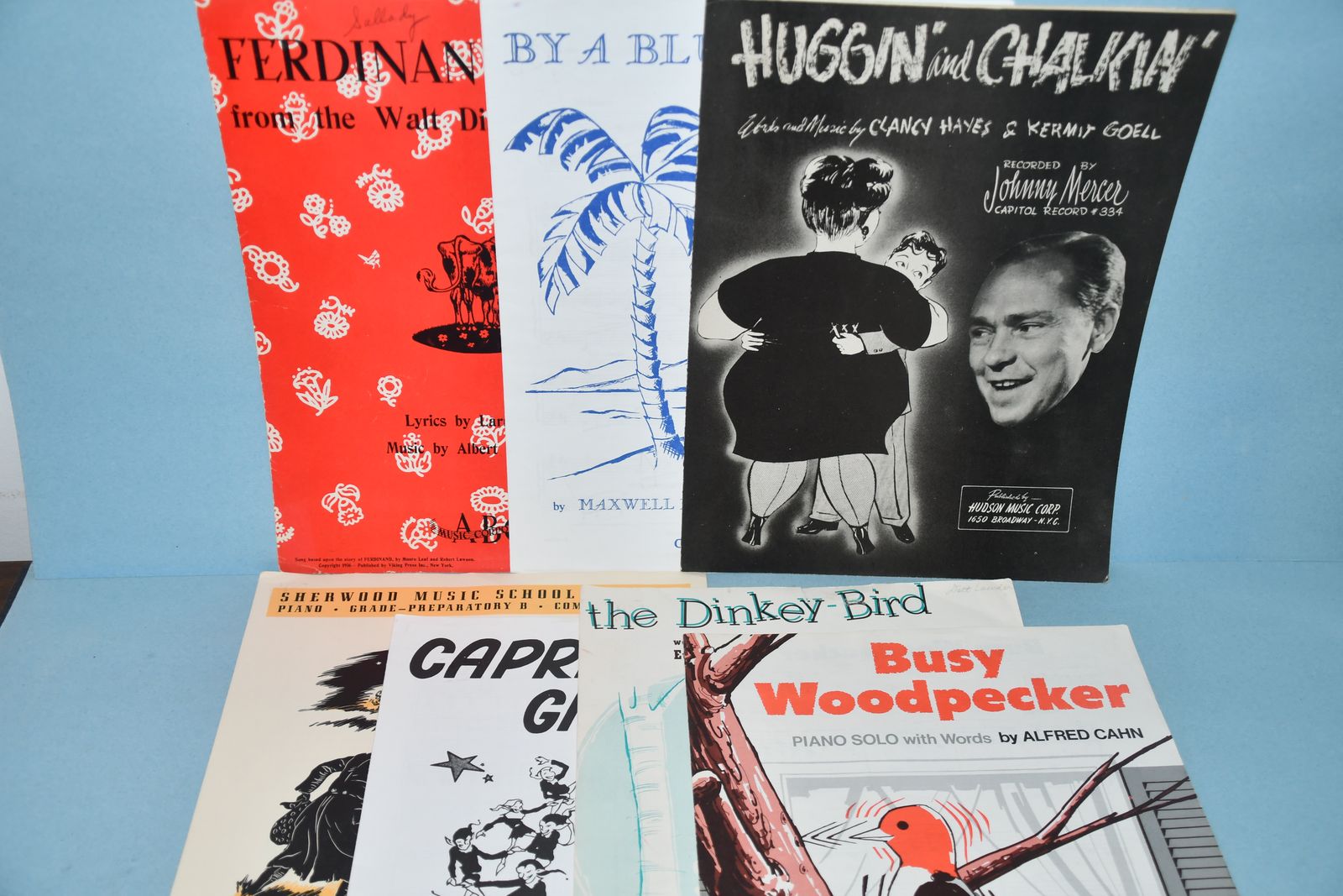 7 VINTAGE SHEET MUSIC ~ FERDINAND, LAGOON, HUGGIN', WOODPECKER, GNOMES, DINKY BIRD ~ ALL FOR $10