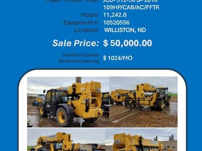 Forklift reach JCB 12K 512 56ft reach 2016 11242 hrs 50K Williston ND