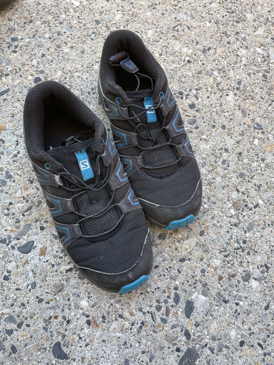 Salomon Speedcross Vario 2 Trail Running Shoes - Men's Black/Blue Quicklace - Size 1