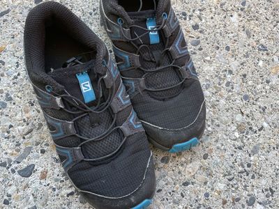Salomon Speedcross Vario 2 Trail Running Shoes - Men's Black/Blue Quicklace - Size 1