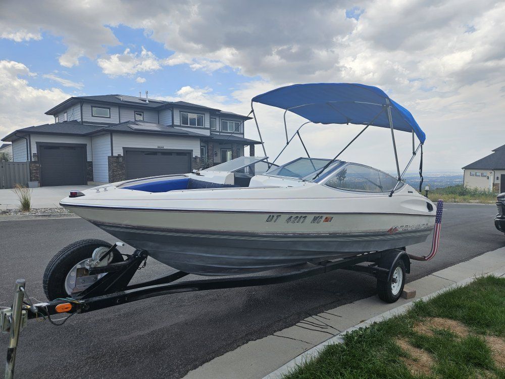 Bayliner Capri 1990 18.5ft Boat with Trailer - White/Blue, Good Condition