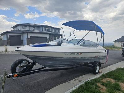 Bayliner Capri 1990 18.5ft Boat with Trailer - White/Blue, Good Condition