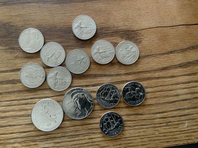 Quarters, 50 cent pieces lot