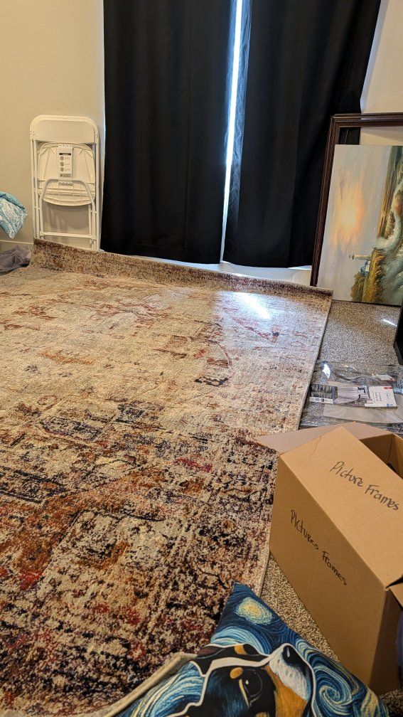 Large Area Rug - Neutral Tones with Abstract Pattern, Excellent Condition