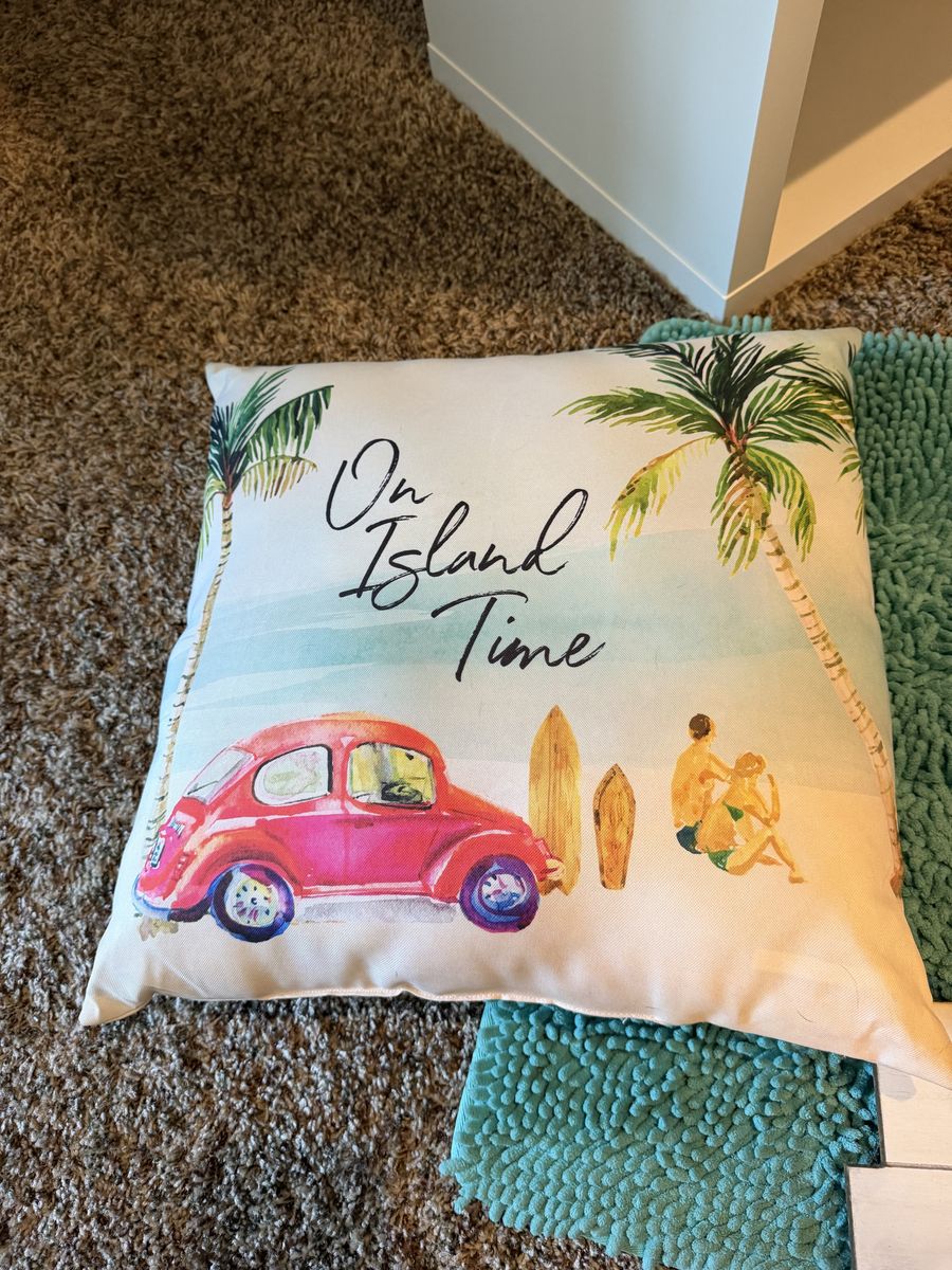 Beach Themed Home Decor Set - Throw Pillow & Framed Wall Art Signs