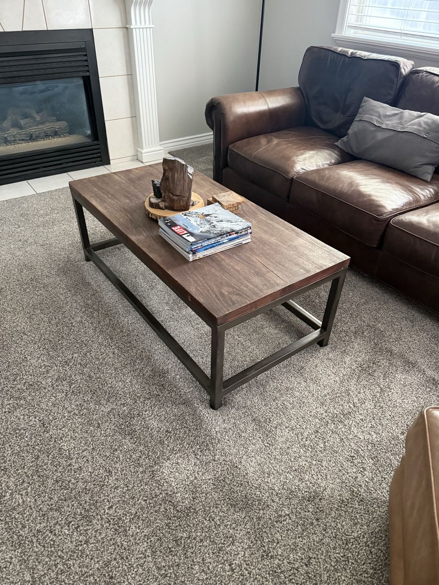 Industrial Style Wood and Metal Coffee Table