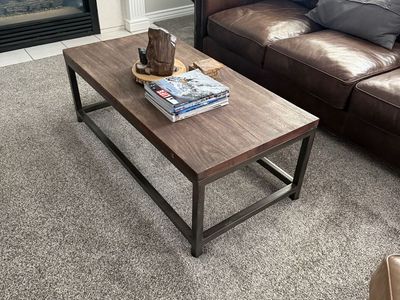 Industrial Style Wood and Metal Coffee Table