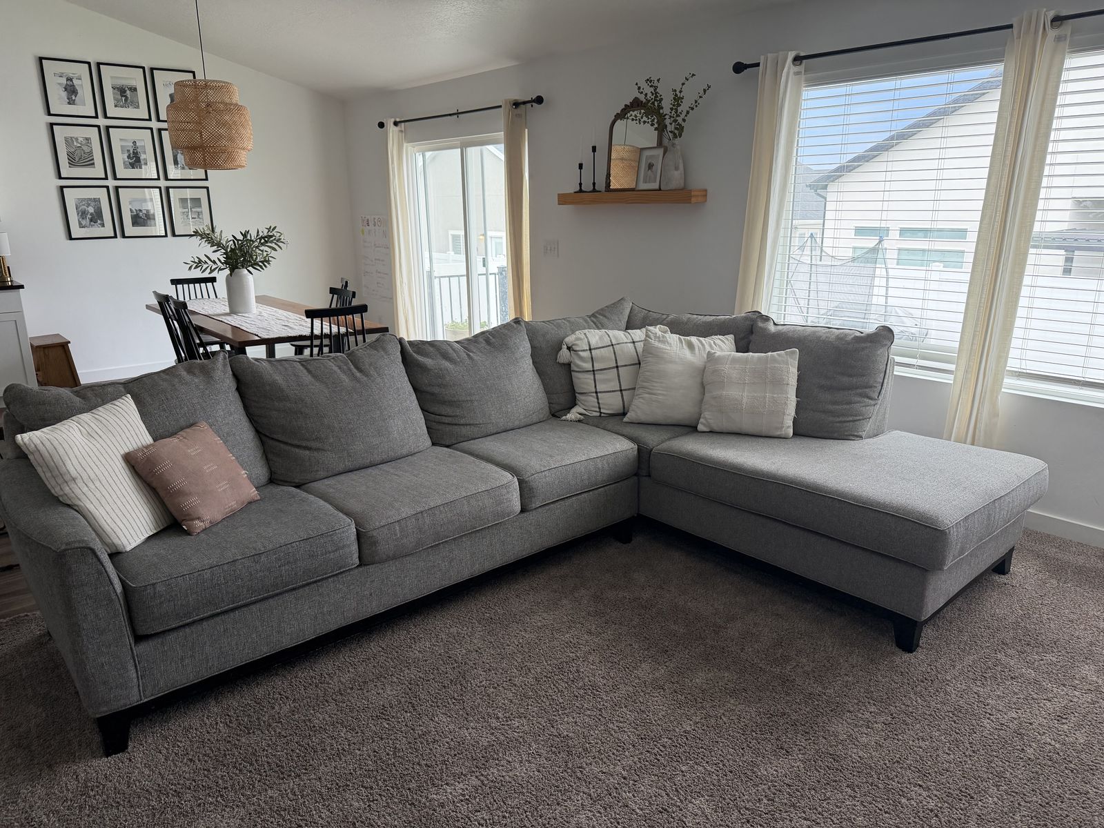 Gray L-Shaped Sectional Sofa with Right-Facing Chaise