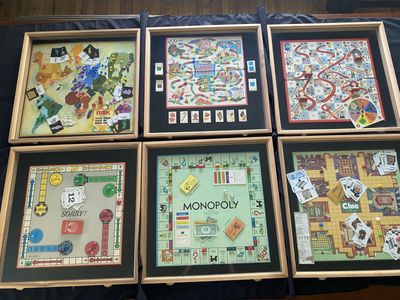 6 Vintage Classic Game Boards In Shadow Boxes