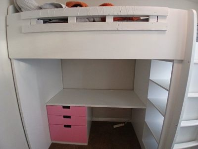 Pink Ikea SMASTAD Loft twin bed with desk