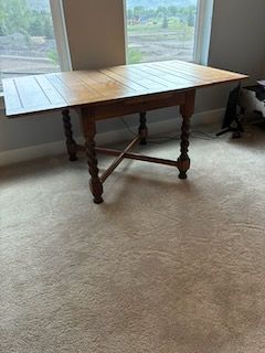 Price REDUCED! Vintage British Pub Oak Table w/Barley Twist Legs w/ 2 leaves