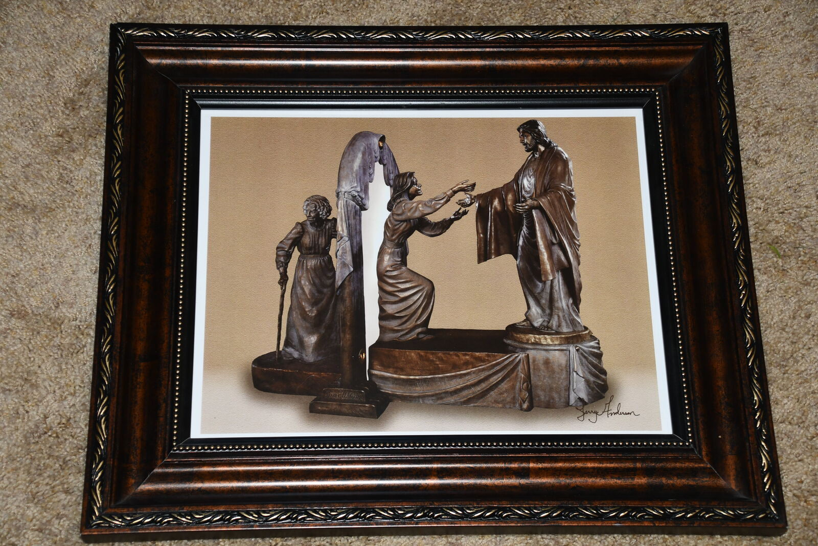 "COME UNTO ME" PICTURE ~ MEETING JESUS ~ JERRY ANDERSON ~ 19" x 16" FRAMED