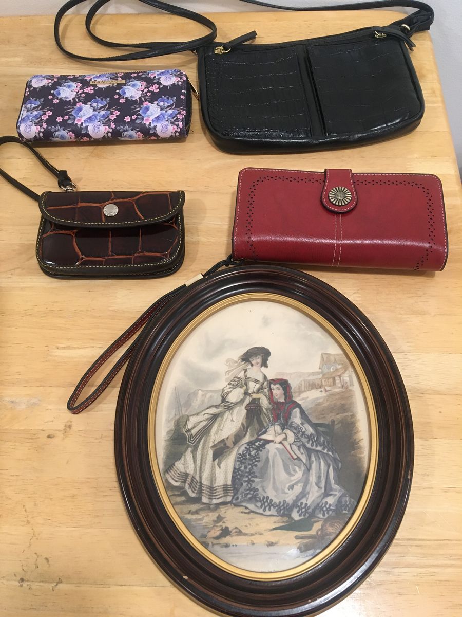 Assorted Women's Accessories Lot - Handbag, Wallets, Wristlets & Framed Print