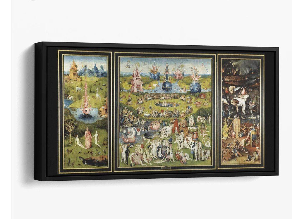 Brand New "The Garden of Earthly Delights" by Hieronymus Bosch Framed 40x20 Canvas
