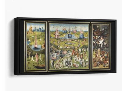 Brand New "The Garden of Earthly Delights" by Hieronymus Bosch Framed 40x20 Canvas