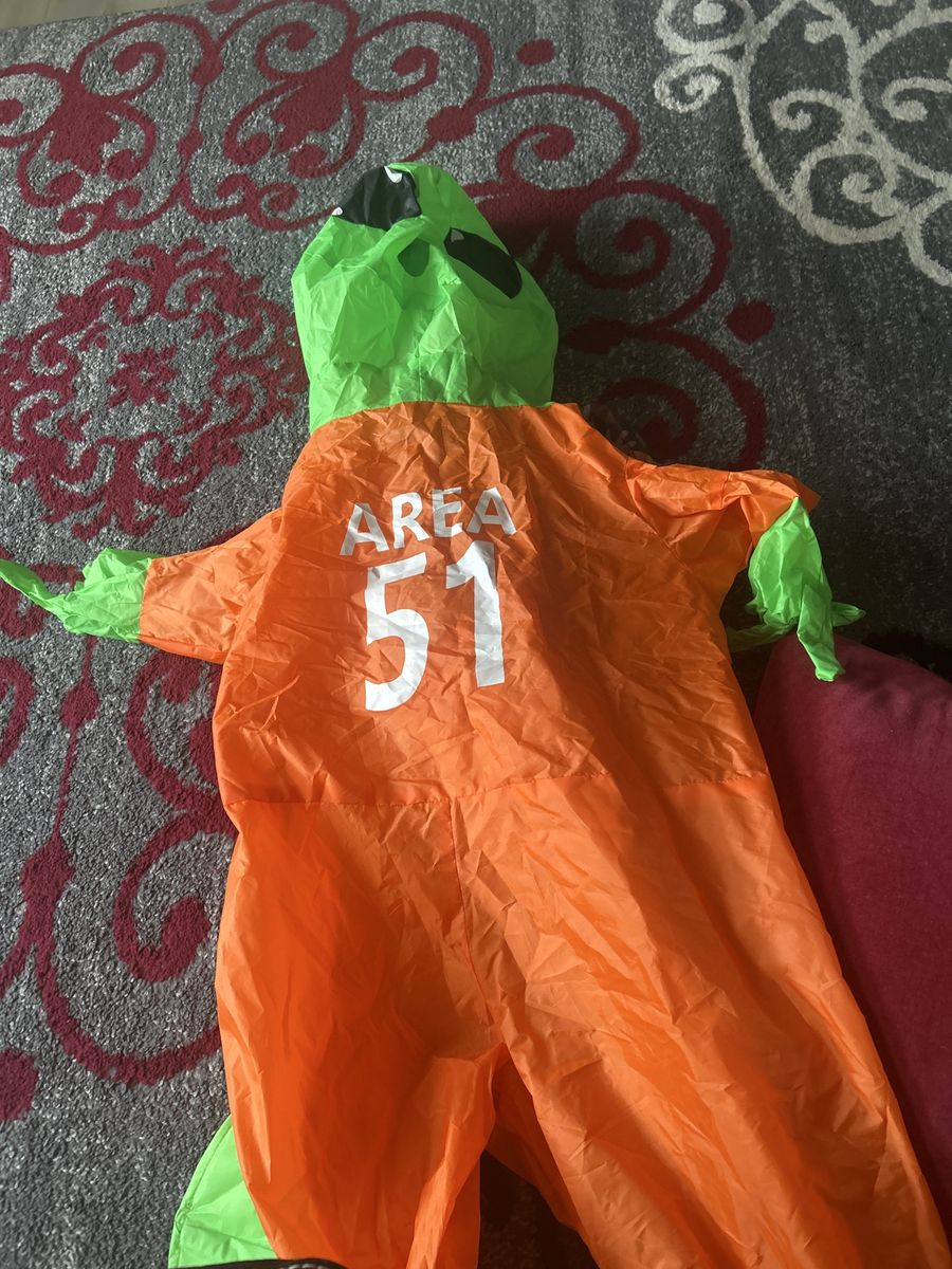 Inflatable Alien Costume "Area 51" One-Size Orange/Green Halloween Cosplay