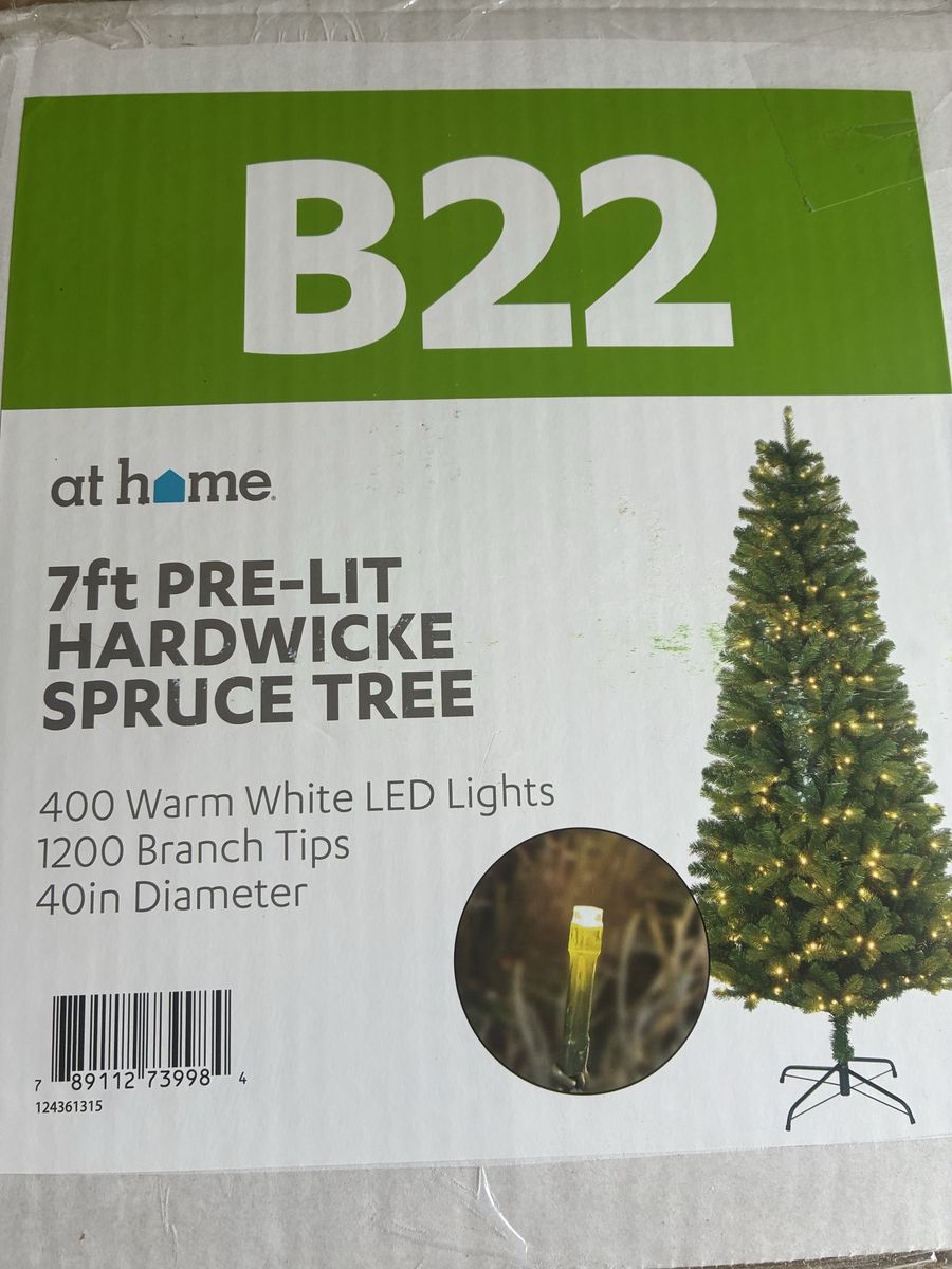 At Home 7ft Pre-Lit Hardwicke Spruce Christmas Tree with 400 Warm White LED Lights