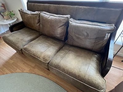 Olive Green Leather Sofa