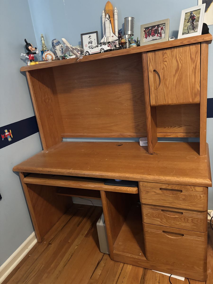 Solid Wood Desk With Filing Cabinet