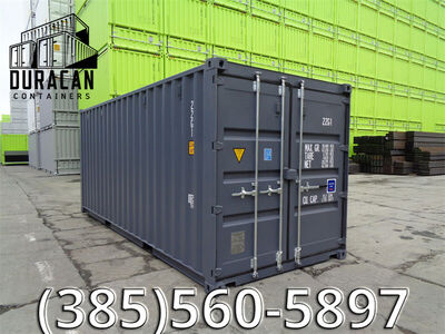 20' Storage Container, New, Single Trip Shipping Container, Conex Box - Dark Gray in Color