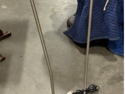 Pair Modern Adjustable Floor Lamps Brushed Nickel Square Base Drum Shades Reading