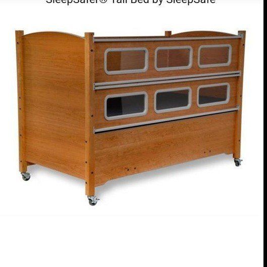 Free SleepSafer twin Tall Bed by SleepSafe - Hi-Lo Foundation + incline, side View, Mahogany Finish Used FREE