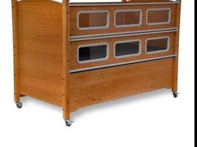 Free SleepSafer twin Tall Bed by SleepSafe - Hi-Lo Foundation + incline, side View, Mahogany Finish Used FREE