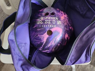 Brunswick Axis Swirl Purple Pink Bowling Ball with Bag