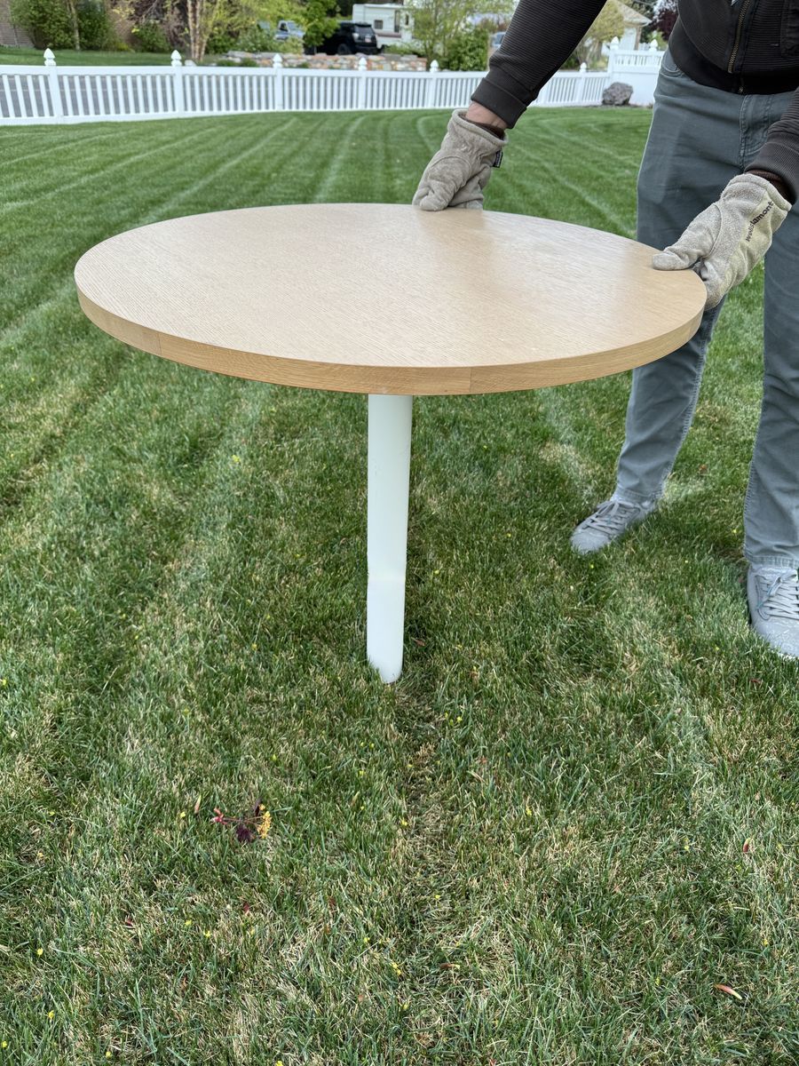 OBO Elm Round Wood Grain Table with no base