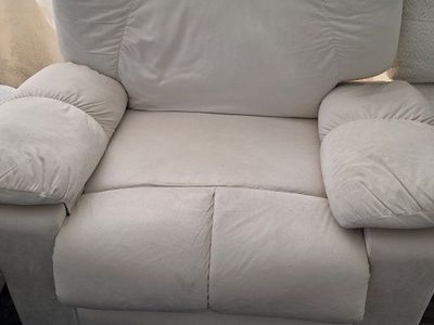 Cream Plush Microfiber Recliner Armchair