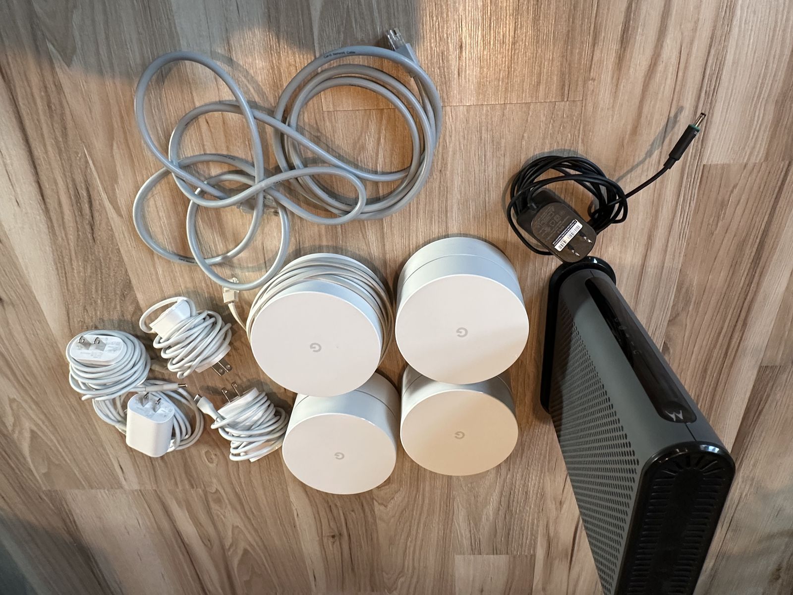 Motorola modem with full house google routers mesh network