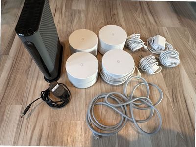 Motorola modem with full house google routers mesh network