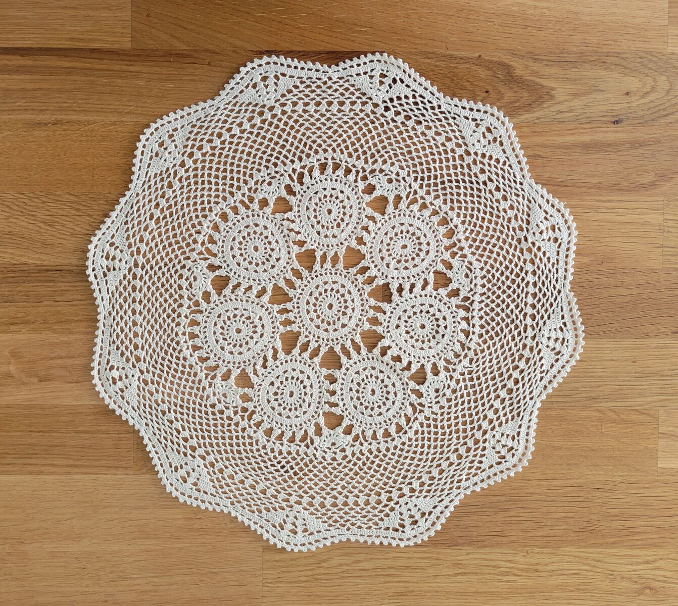 Vintage Beige Crocheted Doily