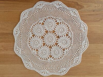 Vintage Beige Crocheted Doily