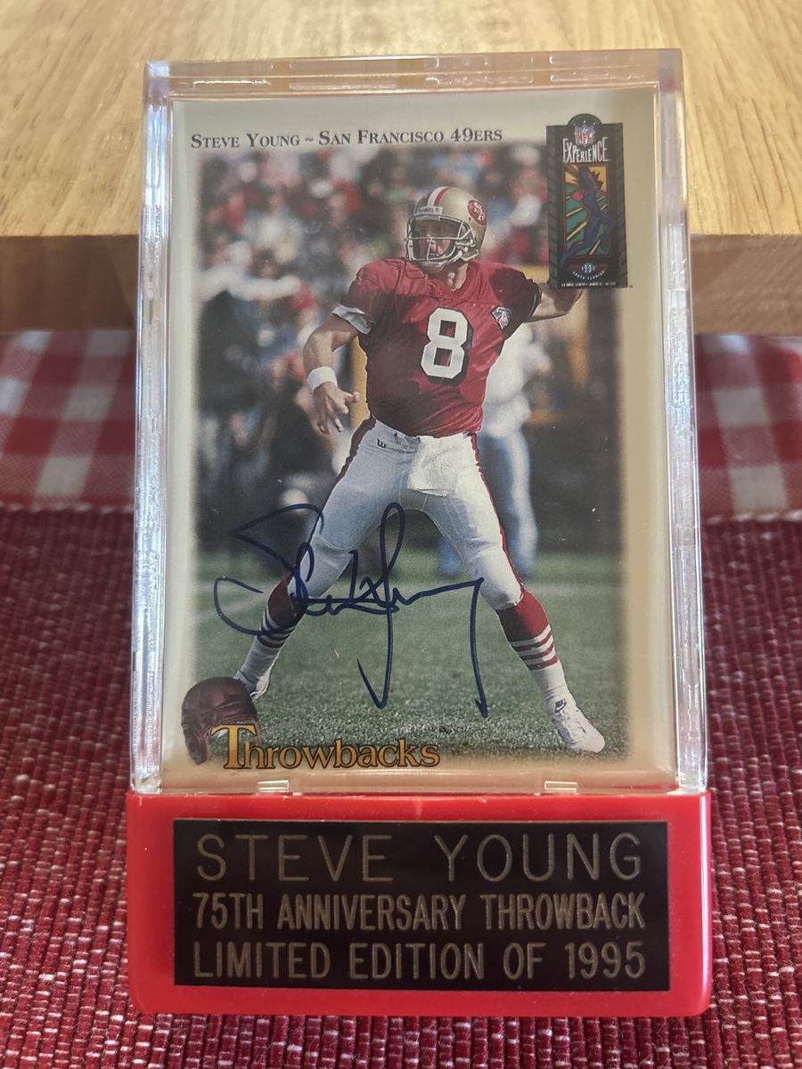 BYU Steve Young San Francisco 49ers 75th Ann. Throwback Ltd Ed 1995 Autographed NFL Card w/COA Hand Signed NFL Football Card