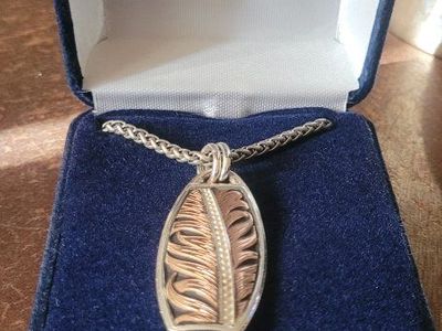 Montana Silversmiths Feather Pendant Necklace, Silver & Rose Gold Tone