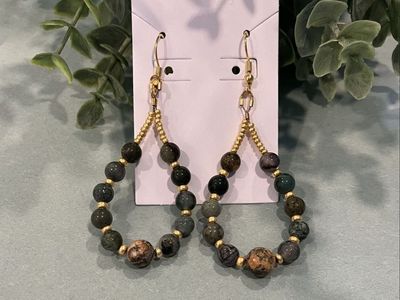 Teardrop Green Gemstone Dangle Earrings