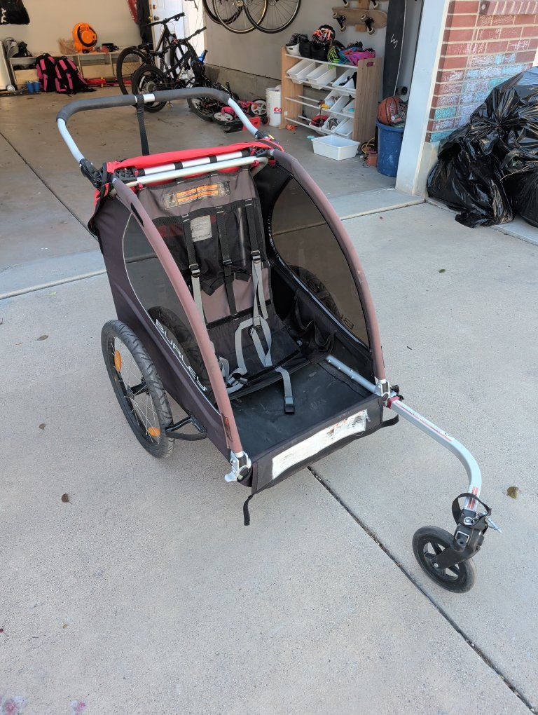 Burley Child HoneyBee Bike Trailer and Stroller - Red/Black Used