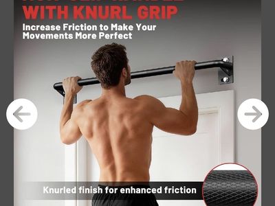 Wall Mounted Pull Up Bar with Knurled Grip, 500lb Capacity, Heavy Duty Steel for Home Gym