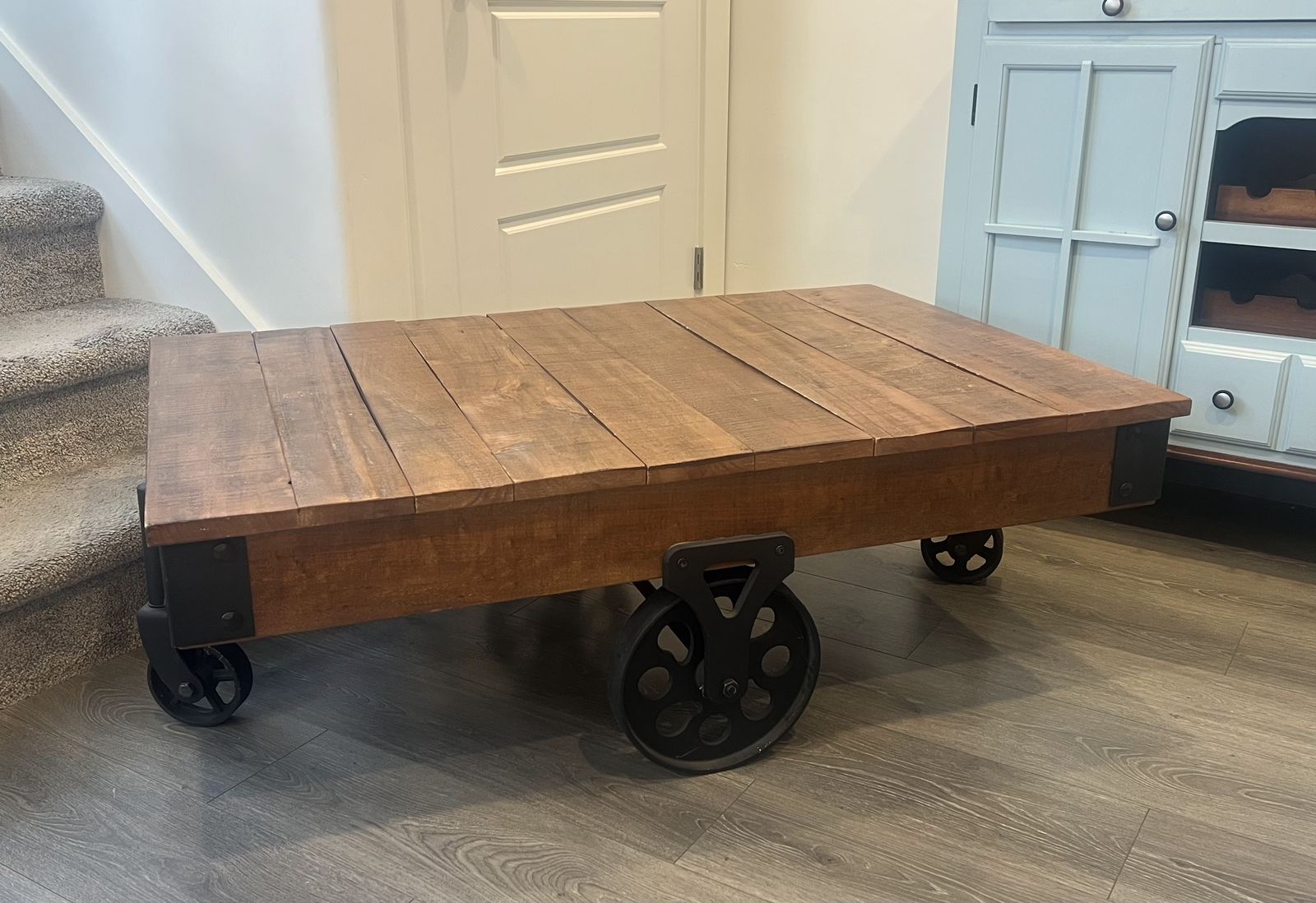 Industrial Factory Cart Coffee Table on Wheels