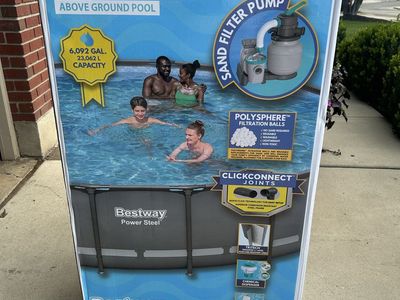 Bestway 18ft x 48in Power Steel Above Ground Pool Set with Sand Filter Pump