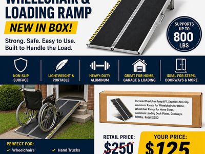 6FT Portable Wheelchair scooter & Loading Ramp - NEW IN BOX 800lbs cap
