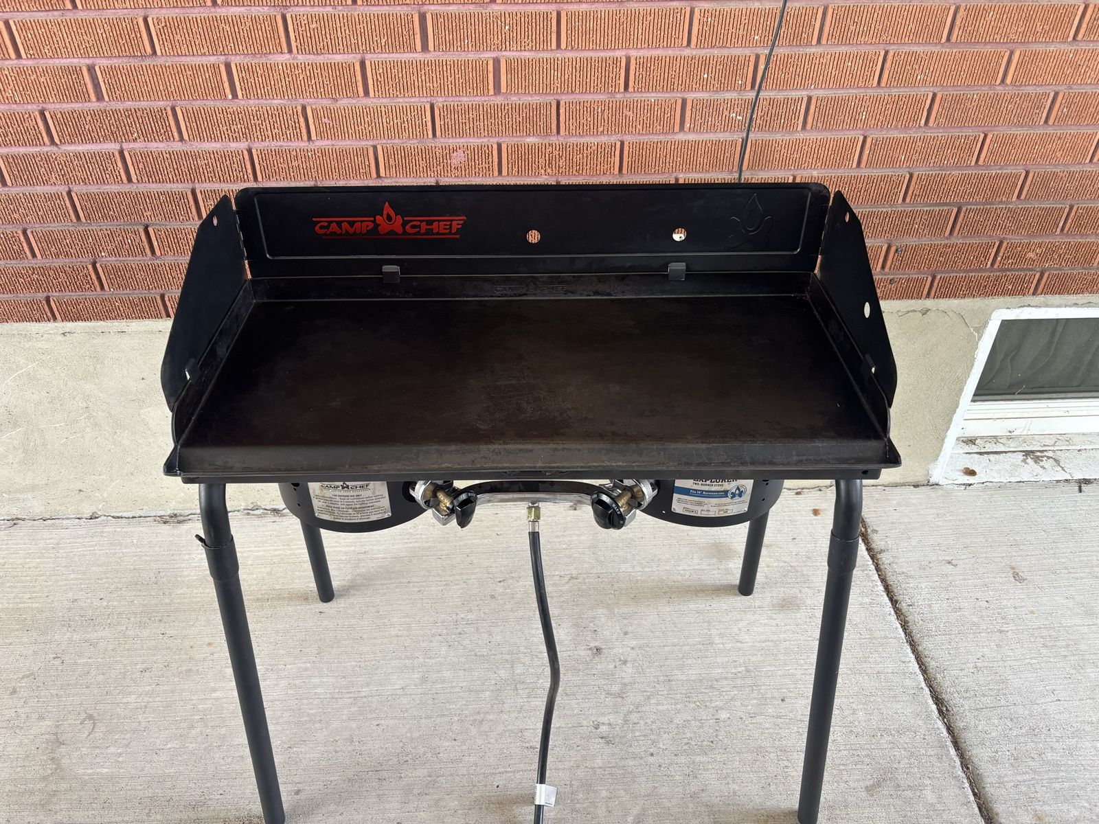 Camp Chef 2-Burner Outdoor Propane Cooking Stove with Flat Top Griddle Base