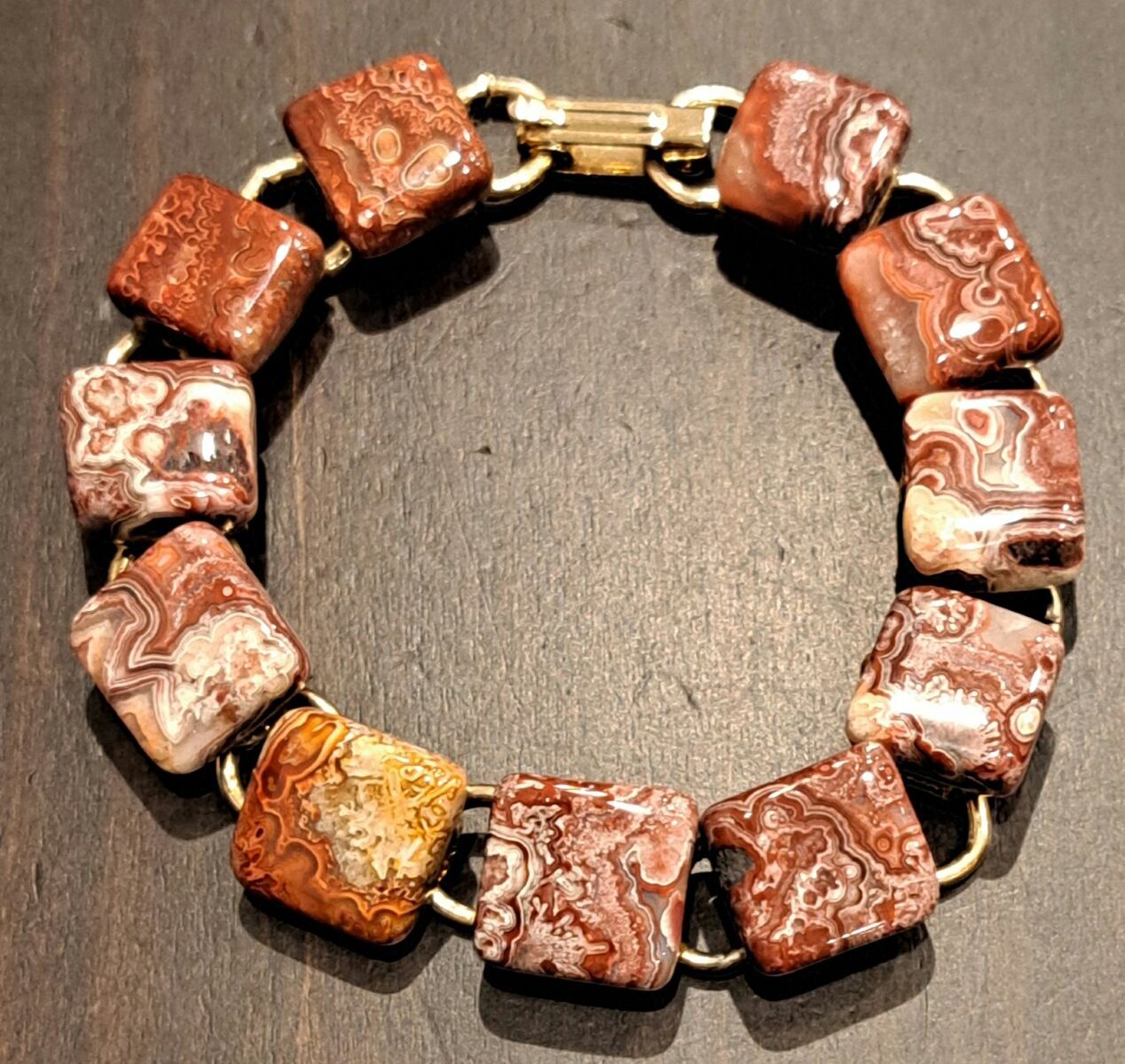 Vintage Jasper Bracelet w/ Gold Tone Links