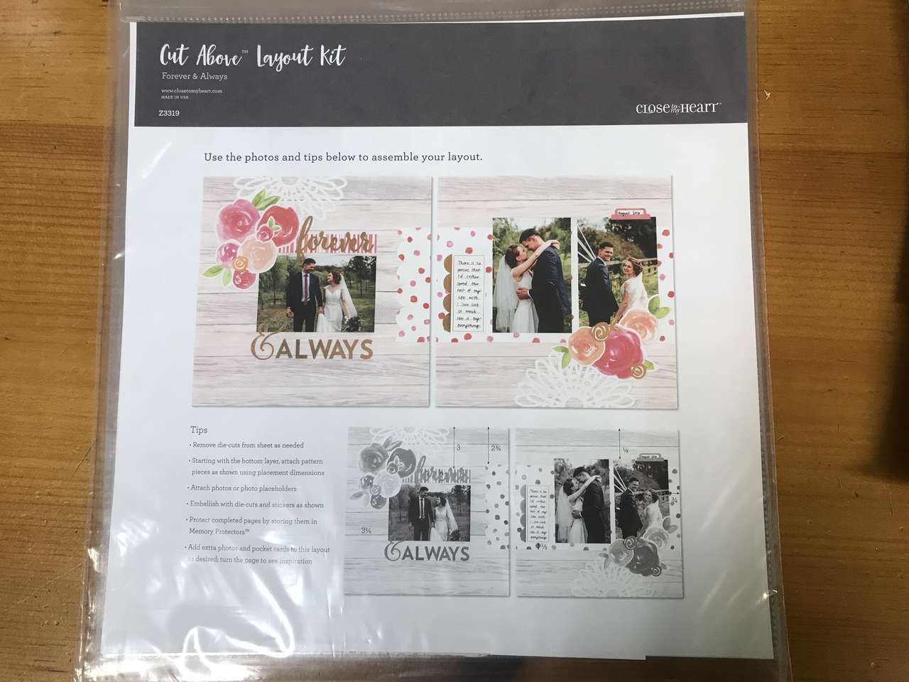 Close To My Heart Forever & Always Cut Above Scrapbook Layout Kit Z3319, New