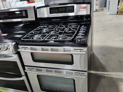BEAUTIFUL JENN-AIR STAINLESS STEEL DUAL FUEL DOUBLE OVEN RANGE! W-WARRANTY