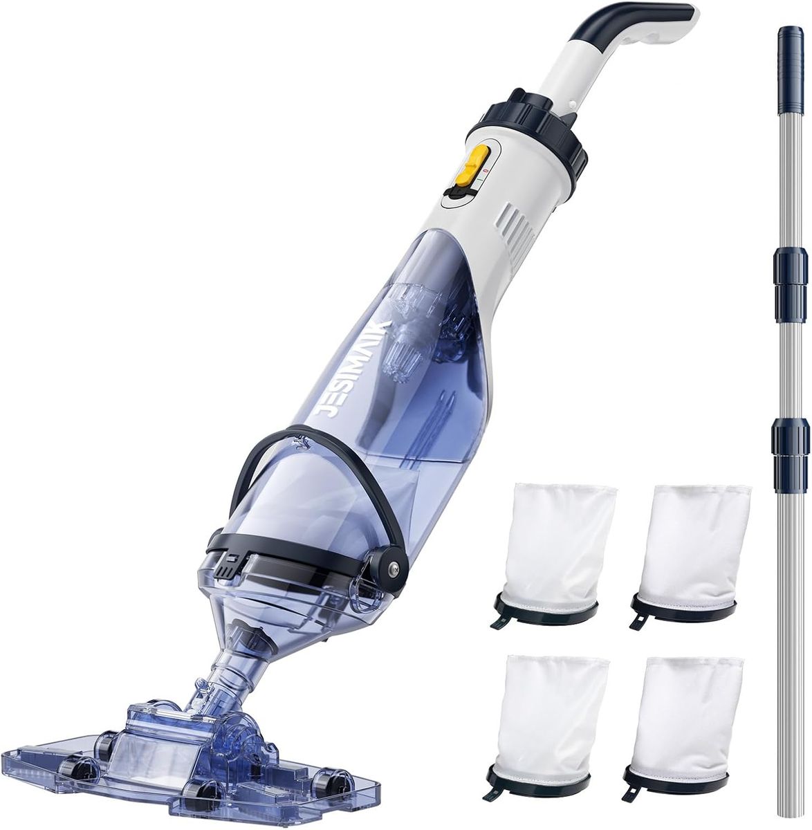 NEW Handheld Pool Vacuum, JESIMAIK Rechargeable with 18.5 GPM, 60 Min Runtime, Telescopic Pole, Ideal Cordless Pool Vacuum